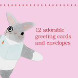 This adorable stationery lets you send your message wrapped up in a snuggly bunny hug! With folded hugging arms so the bunnies can sit up to be displayed, each of these 12 cute greeting cards and envelopes will send a big bunny snuggle to your friends and family. Perfect for hoppy occasions, springtime affections, Easter greetings, and any reason to send a long-distance hug.

VARIETY OF BUNNIES: This set includes four adorable bunny designs, appropriate for any occasion that requires a big hug, happy or sad