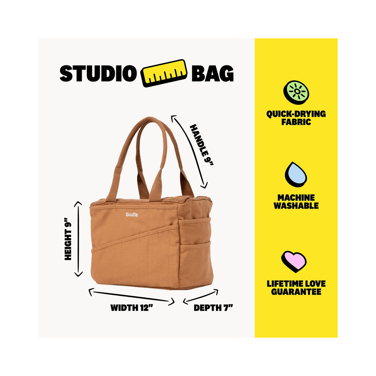 Your art is bold. Your bag should be too. The world's most loved art supply bag, pottery tool bag &amp; knitting project bag – backed by over 10,000 global artists!

✌️ 15 stunning colors ✌️

🌈 Over 30 Pockets Of Varying Sizes

🌈 Slanted Skinny Pockets : For your most-loved tools that beg for your attention (carving tools, knitting needles, crochet hooks

🌈&nbsp;Large Interior Storage + 2 interior pockets: Perfect for carrying glazes, knitting yarn, crochet supplies, and craft supplies

🌈 Phone &amp; Wa