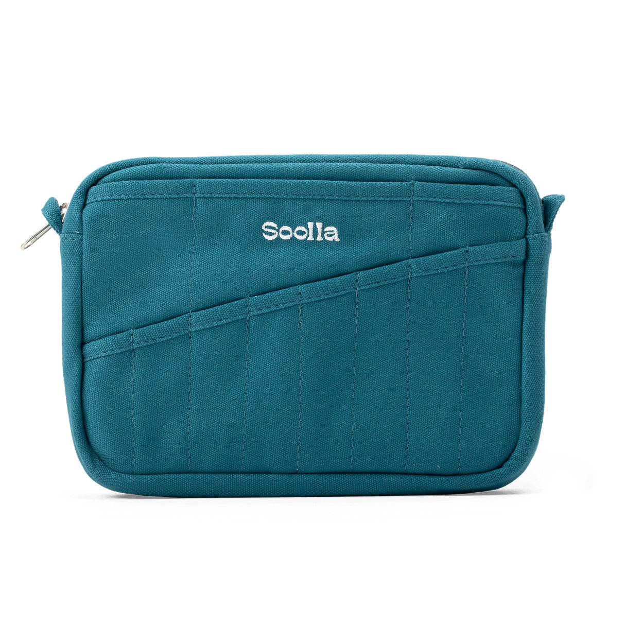 Front layout: 8 slanted pockets + 3 directly behind
Interior: Main compartment fits an A5 notebook; two open compartments on each wall
Back panel: 3 wide exterior pockets + one full-length slip pocket&nbsp;
Quick-drying duck canvas — sturdy, breathable, and machine-washable
Convertible design — hooks for your own strap or a Soolla strap (coming soon)&nbsp;
Structured silhouette — holds its shape even when lightly packed
Full-width YKK zipper — smooth and durable
Compact profile — fits inside larger bags or 