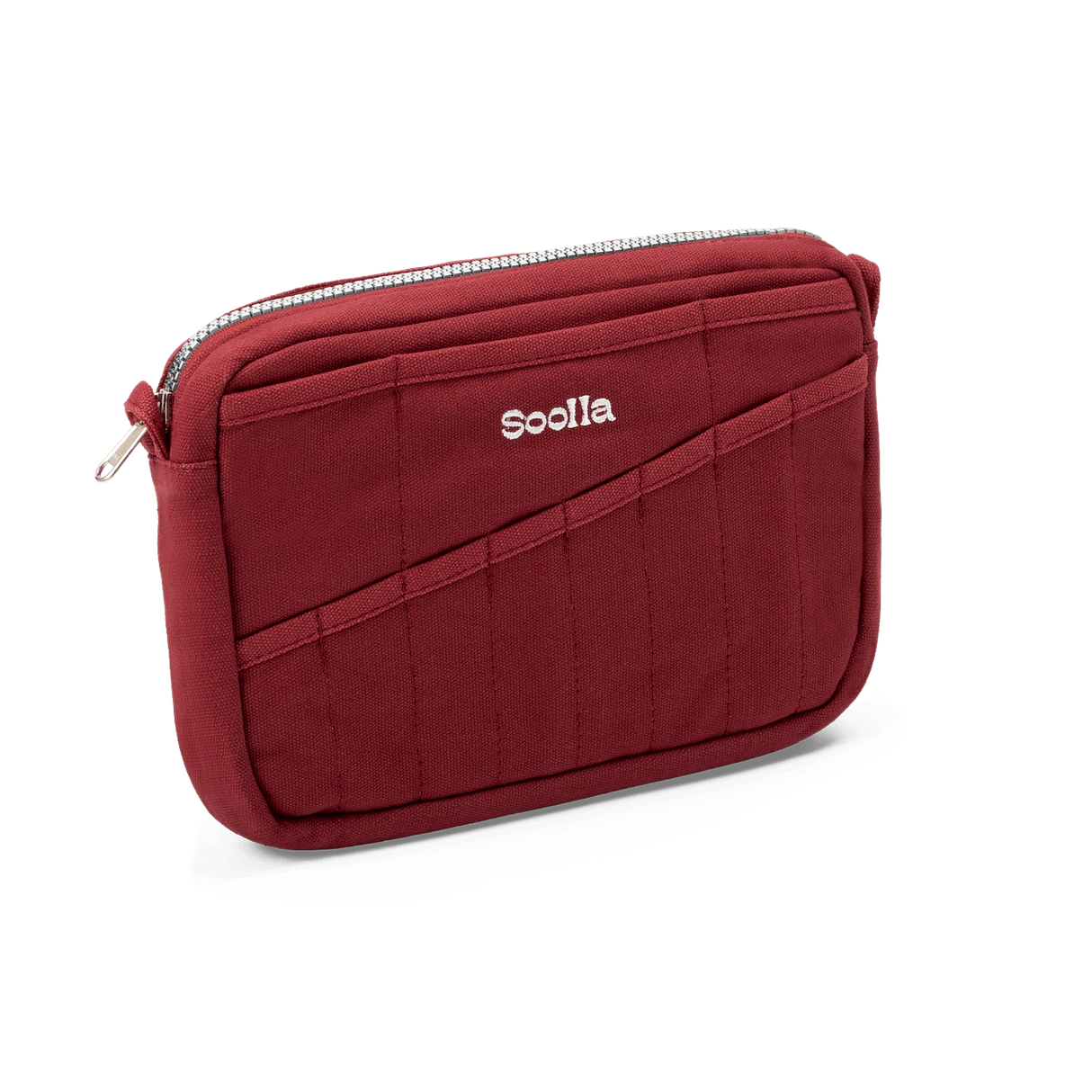 Front layout: 8 slanted pockets + 3 directly behind
Interior: Main compartment fits an A5 notebook; two open compartments on each wall
Back panel: 3 wide exterior pockets + one full-length slip pocket&nbsp;
Quick-drying duck canvas — sturdy, breathable, and machine-washable
Convertible design — hooks for your own strap or a Soolla strap (coming soon)&nbsp;
Structured silhouette — holds its shape even when lightly packed
Full-width YKK zipper — smooth and durable
Compact profile — fits inside larger bags or 