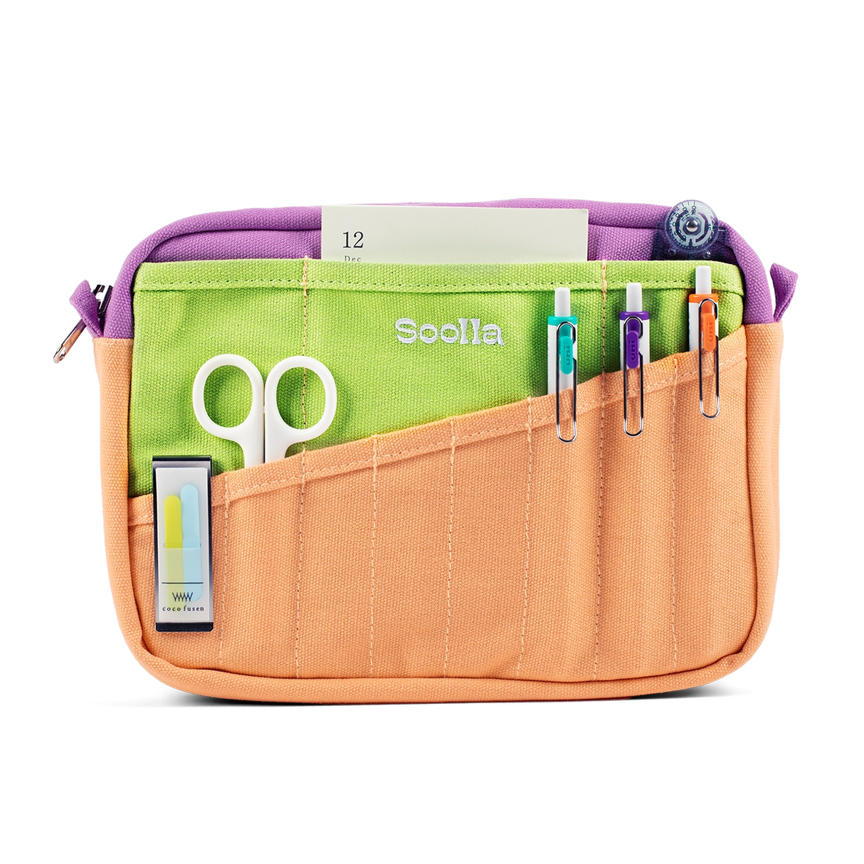 A compact carry-all pouch for artists, makers, and stationary lovers who appreciate a little order in their chaos. Structured enough to hold its form, soft enough to fit anywhere, and fully machine-washable for the days that get a little messy — your tools, pens, and creative essentials stay safe, visible, and ready wherever you go.

Inside, 20 pockets make space for art supplies, stationary essentials, and an A5 notebook, all secured by a smooth YKK zipper. Sized to fit within larger bags or carry on its o