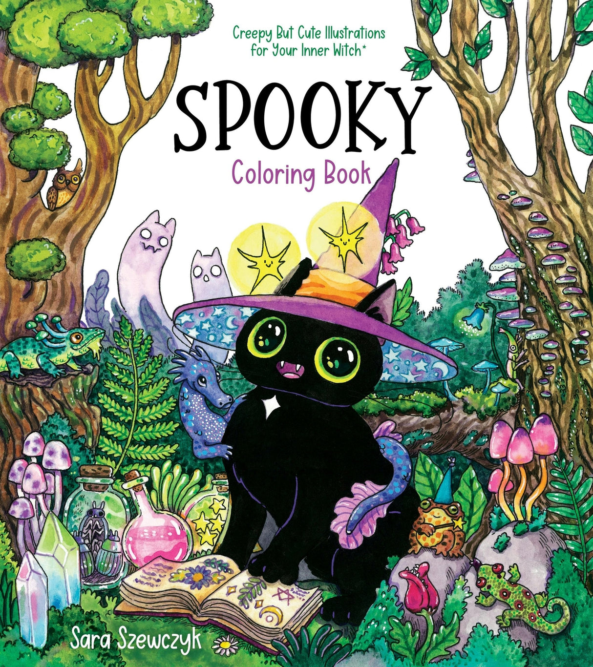 Sara Szewczyk Spooky Coloring Book: Creepy Cute Illustrations For Witches