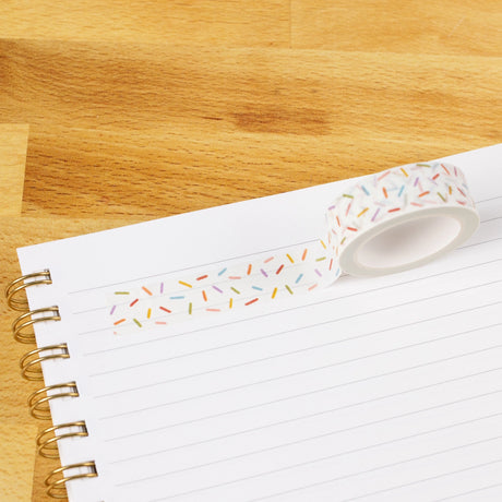 Our washi tape is made for paper lovers, pen pals, and anyone who gets butterflies in the stationery aisle. Perfect for journaling, scrapbooking, decorating envelopes, or adding a personal touch to planners and calendars. It's gentle on paper, easy to tear by hand, and removable without leaving residue, so you can rearrange, redo, and re-stick as needed.

Design Features:&nbsp;

Each roll measures 15mm wide on a 10m roll
Full color repeating pattern
Washi tape dispenser packaging
Printed on semi-translucent