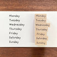 Stamp Marche Planner Wooden Stamp Set - Weekdays

Add a touch of charm and structure to your planning with this weekday wooden stamp set. Perfect for journals, planners, calendars, and creative projects, these stamps make it easy to mark days of the week with a neat, consistent look. Whether you're organizing schedules, creating weekly spreads, or decorating your planner, this set adds both function and personality to your routine.

Made in Japan with high‑quality wood and rubber, it delivers crisp impressi