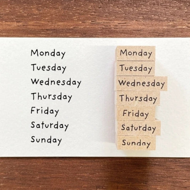 Stamp Marche Planner Wooden Stamp Set - Weekdays

Add a touch of charm and structure to your planning with this weekday wooden stamp set. Perfect for journals, planners, calendars, and creative projects, these stamps make it easy to mark days of the week with a neat, consistent look. Whether you're organizing schedules, creating weekly spreads, or decorating your planner, this set adds both function and personality to your routine.

Made in Japan with high‑quality wood and rubber, it delivers crisp impressi