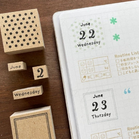 Stamp Marche Planner Wooden Stamp Set - Weekdays

Add a touch of charm and structure to your planning with this weekday wooden stamp set. Perfect for journals, planners, calendars, and creative projects, these stamps make it easy to mark days of the week with a neat, consistent look. Whether you're organizing schedules, creating weekly spreads, or decorating your planner, this set adds both function and personality to your routine.

Made in Japan with high‑quality wood and rubber, it delivers crisp impressi