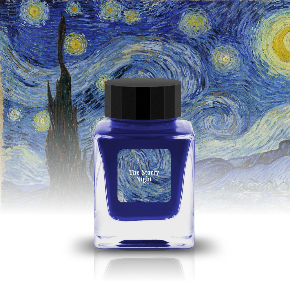 The Starry Night Ink

The Respect Collection pays homage to artistic masterpieces with inks that display the vibrant colors found in these artworks. These inks are also a part of the Crystal Line which has been produced specifically for glass pens.&nbsp;

RGB: 25, 25, 112
Blue

30ml

Glass Pen Only