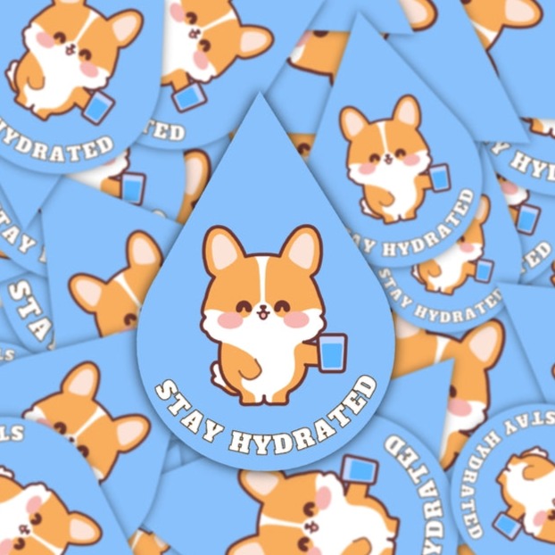 Stay Hydrated Corgi Vinyl Sticker