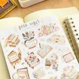 Hoja de pegatinas con vibraciones de libros