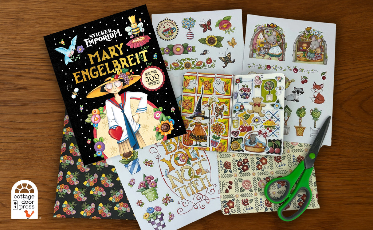 Unleash your creativity as you recreate beloved art and quotes from the Mary Engelbreit collection. This adult book book isn't just about stickers—it's a meditative experience that offers relaxation, focus, and creative stimulation. This sticker book contains more than 500 stickers with beautiful images from Mary Engelbreit's expansive career. It also includes 32 sheets of wood-free matte stickers, excellent for scrapbooking and using on any paper craft activity, as well as 72 pages of colorful patterned pa