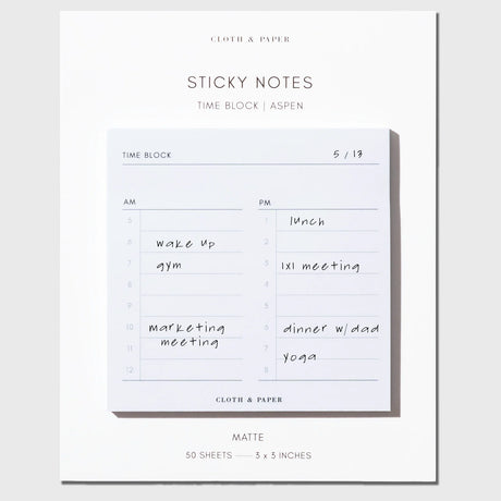 Cloth & Paper - Time Block Sticky Note