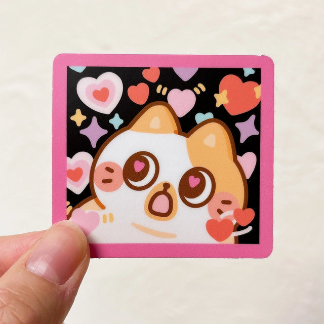StickyRiceCo Vinyl Sticker - Hearts Cat
