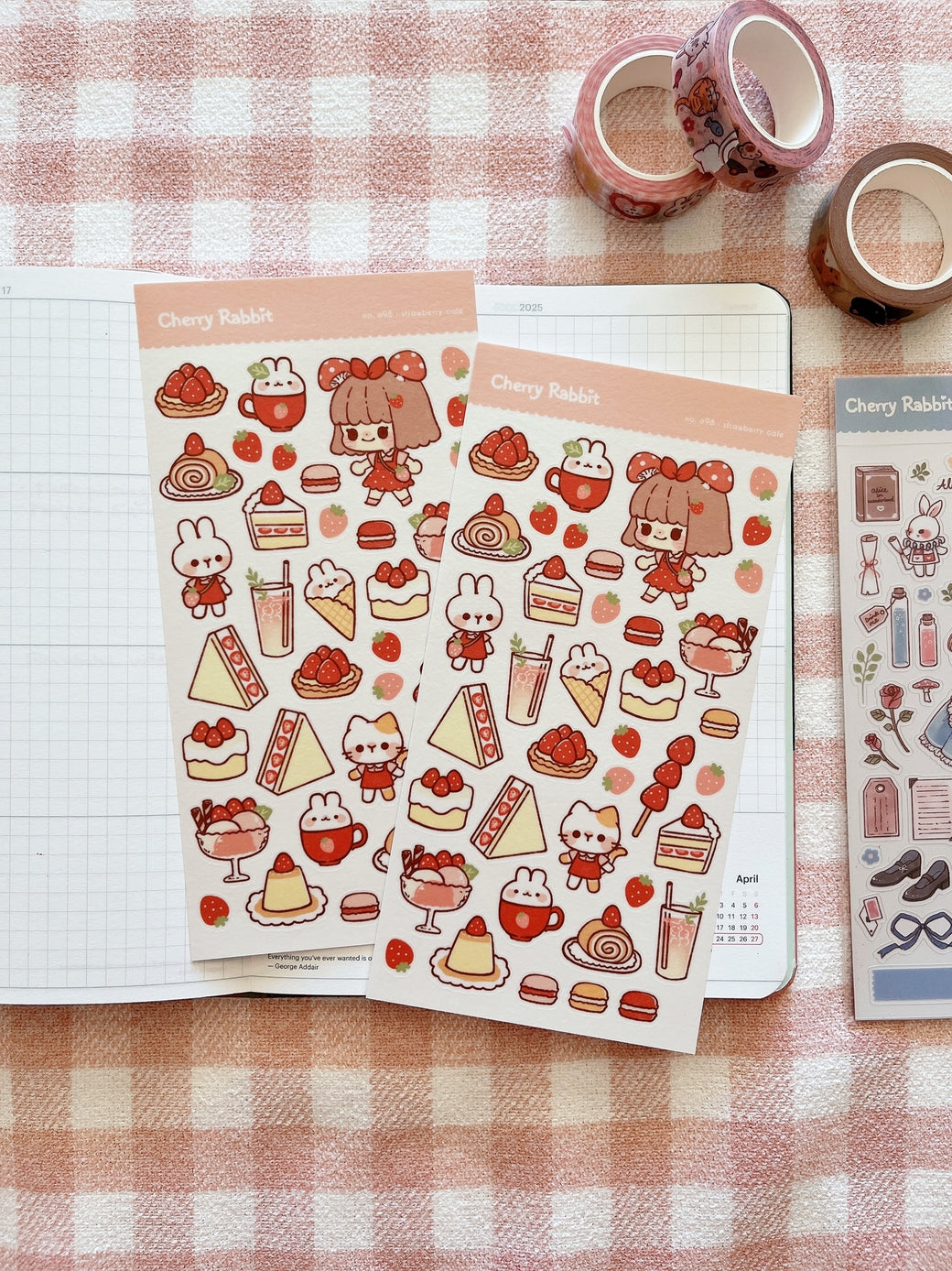 Cherry Rabbit - Strawberry Cafe Sticker Sheet