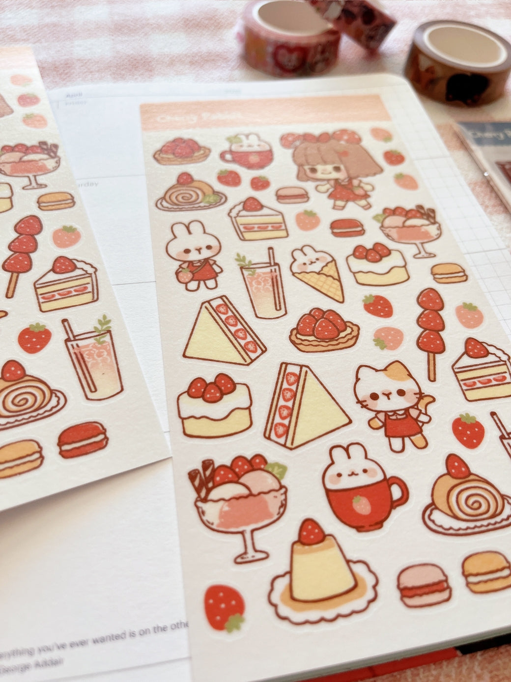 Cherry Rabbit - Strawberry Cafe Sticker Sheet