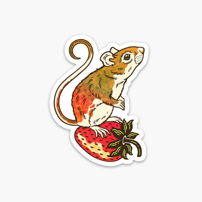 Strawberry Mouse Glitter Sticker