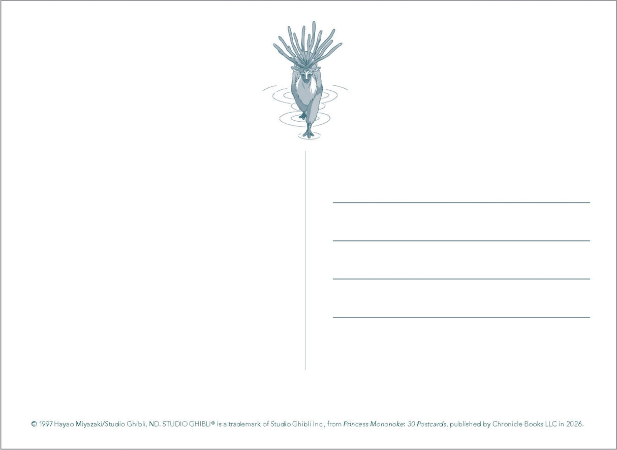 Embark on an exhilarating journey into Studio Ghibli’s historical fantasy film Princess Mononoke, the story of a cursed warrior, a young girl, and their pursuit to restore balance between humanity and nature, with this collection of postcards to keep or send.

Featuring 30 final frames from the film—all hand-drawn and gorgeously detailed—this postcard collection celebrates director Hayao Miyazaki’s epic masterpiece.

&nbsp;© 1997 Hayao Miyazaki/Studio Ghibli, ND

LUXE POSTCARD SET: This collectible package 