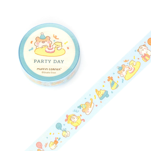 Cute washi tape featuring Muffinmaru and friends’ birthday party. This washi tape is great for arts and crafts or embellishing your journals.

Dimensions: 0.6" x 32.8’ (1.5cm x 10m)
Please note that color may differ slightly depending on device display.