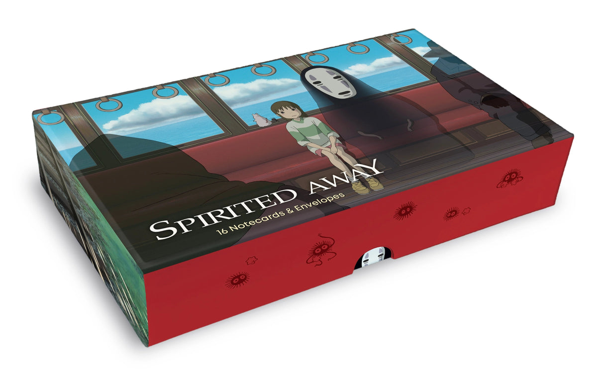 Connect with loved ones near and far with these notecards featuring film stills from Spirited Away, Studio Ghibli's award-winning film about a young girl's journey through the spirit realm.


Includes 16 folded cards with full-color artwork (8 designs, repeating twice) and 16 envelopes in a lovely gift box with a pull-off lid.

Pair this boxed set with other themed merchandise, including Spirited Away Journal, Spirited Away Sketchbook, Studio Ghibli 100 Collectible Postcards volumes 1 and 2, and more, to cr