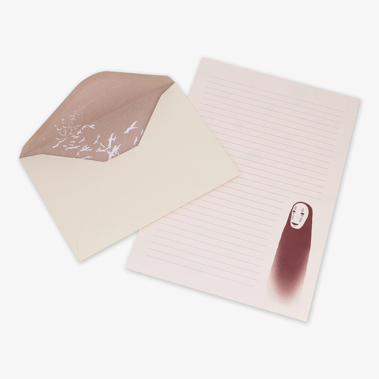 Add a touch of magic and whimsy to your correspondence with this stationery set featuring beloved characters from Spirited Away, Studio Ghibli’s award-winning film about a young girl’s journey through the spirit realm.

This set includes 30 letter-writing sheets (6 unique designs) featuring iconic characters and scenes from the film, 30 coordinating envelopes, plus 70 stickers.
