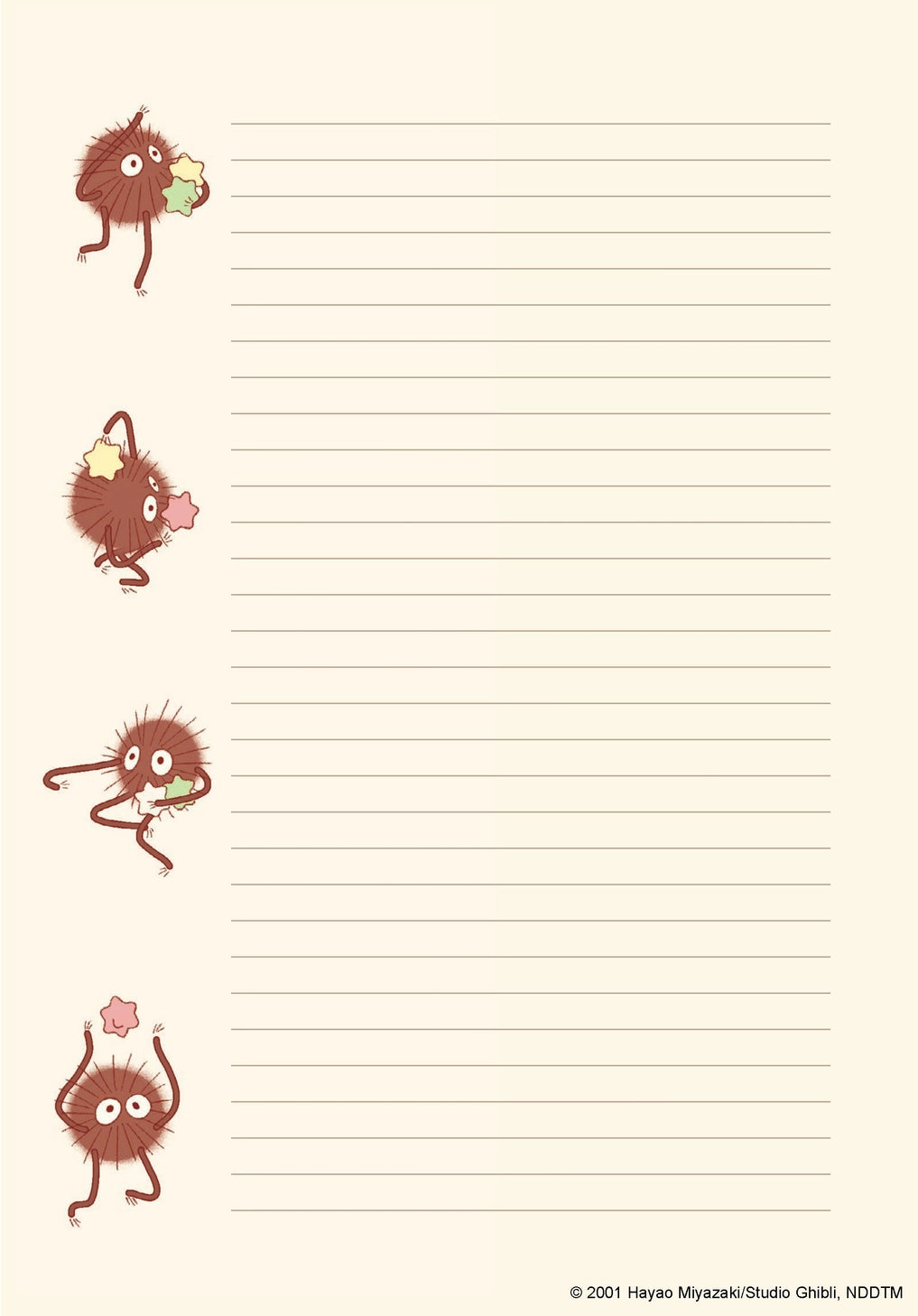 Add a touch of magic and whimsy to your correspondence with this stationery set featuring beloved characters from Spirited Away, Studio Ghibli’s award-winning film about a young girl’s journey through the spirit realm.

This set includes 30 letter-writing sheets (6 unique designs) featuring iconic characters and scenes from the film, 30 coordinating envelopes, plus 70 stickers.