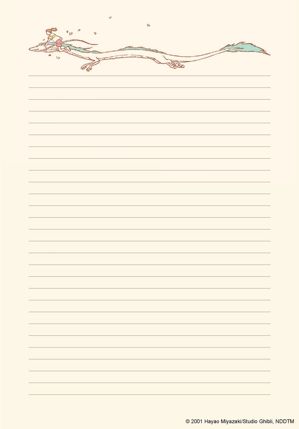 Add a touch of magic and whimsy to your correspondence with this stationery set featuring beloved characters from Spirited Away, Studio Ghibli’s award-winning film about a young girl’s journey through the spirit realm.

This set includes 30 letter-writing sheets (6 unique designs) featuring iconic characters and scenes from the film, 30 coordinating envelopes, plus 70 stickers.