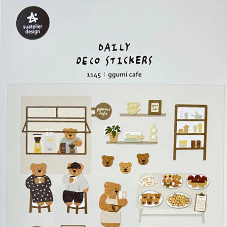 Suatelier Sticker Sheet - Ggumi Cafe

The Ggumi Cafe sticker sheet from Suatelier captures the charm of quiet coffee moments, sweet treats, and the inviting atmosphere of your favorite neighborhood café. Known for their soft colors and playful aesthetic, Suatelier stickers add an instant dose of warmth and whimsy wherever you place them.

• This package includes 1&nbsp;sheet of sticker
• Package measures approx. 8" x 3.5"