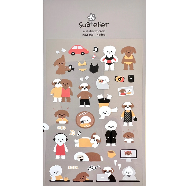 Meet Hodoo, the adorable pup ready to brighten your journal, planner, or happy mail. This Suatelier sticker sheet features playful puppy‑life illustrations that bring charm, warmth, and a touch of whimsy to any creative project.

• This package includes 1&nbsp;sheet of sticker
• Package measures approx. 8" x 3.5"