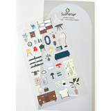 A charming Mid-Century Modern sticker sheet featuring retro furniture, lighting, and decor in warm, earthy tones. Perfect for adding a stylish vintage touch to journals, laptops, and planners.




• This package includes 1&nbsp;sheet of sticker
• Package measures approx. 8" x 3.5"
