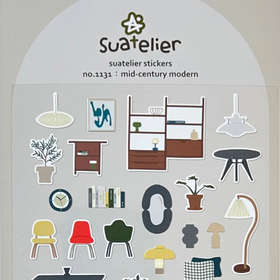 A charming Mid-Century Modern sticker sheet featuring retro furniture, lighting, and decor in warm, earthy tones. Perfect for adding a stylish vintage touch to journals, laptops, and planners.




• This package includes 1&nbsp;sheet of sticker
• Package measures approx. 8" x 3.5"
