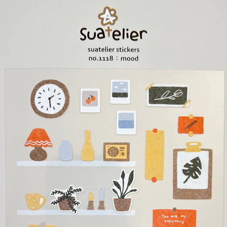 Bring a touch of charm and personality to your planners, journals, and creative projects with the Suatelier “Mood” Sticker Sheet. Known for their soft colors and playful aesthetic, Suatelier stickers add an instant dose of warmth and whimsy wherever you place them.

This sheet features a curated mix of cozy, expressive icons—perfect for capturing everyday feelings, decorating your diary, or adding a sweet accent to letters and gifts. Their matte finish and gentle tones make them easy to pair with any statio