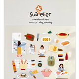 Bring cozy kitchen vibes to your journal, planner, or creative projects with this charming Suatelier sticker sheet. Designed with the warm, whimsical style Suatelier is loved for, this sheet captures everyday cooking moments—perfect for food lovers, vloggers, and anyone who enjoys documenting life’s simple pleasures.

• This package includes 1&nbsp;sheet of sticker
• Package measures approx. 8" x 3.5"