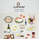 Bring a cozy, charming atmosphere to your planners, journals, and creative projects with the Suatelier “Wine Bar” Sticker Sheet. This beautifully illustrated set captures the warm, intimate feel of a night out. Suatelier’s signature soft colors and minimalist illustrations make this sheet an easy match for any stationery style.

• This package includes 1&nbsp;sheet of sticker
• Package measures approx. 8" x 3.5"