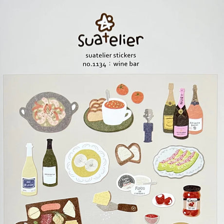 Bring a cozy, charming atmosphere to your planners, journals, and creative projects with the Suatelier “Wine Bar” Sticker Sheet. This beautifully illustrated set captures the warm, intimate feel of a night out. Suatelier’s signature soft colors and minimalist illustrations make this sheet an easy match for any stationery style.

• This package includes 1&nbsp;sheet of sticker
• Package measures approx. 8" x 3.5"