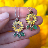 Sunflower Charm Necklace Silver Plated