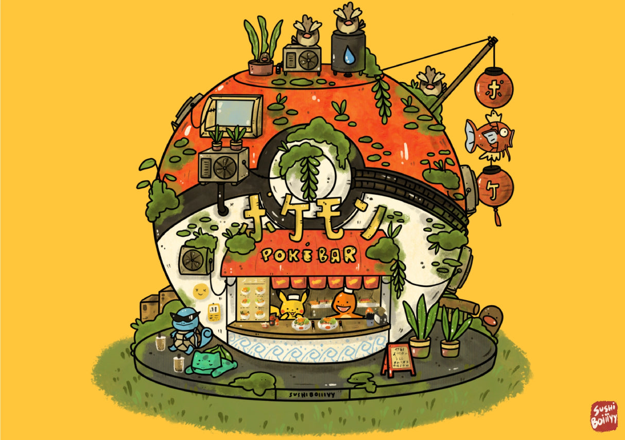 Sushiboiiiyy - Pokebar Postcard

Size: 4x6 Printed on 12pt paper.

Front and back printing.

Comes with plastic sleeves.