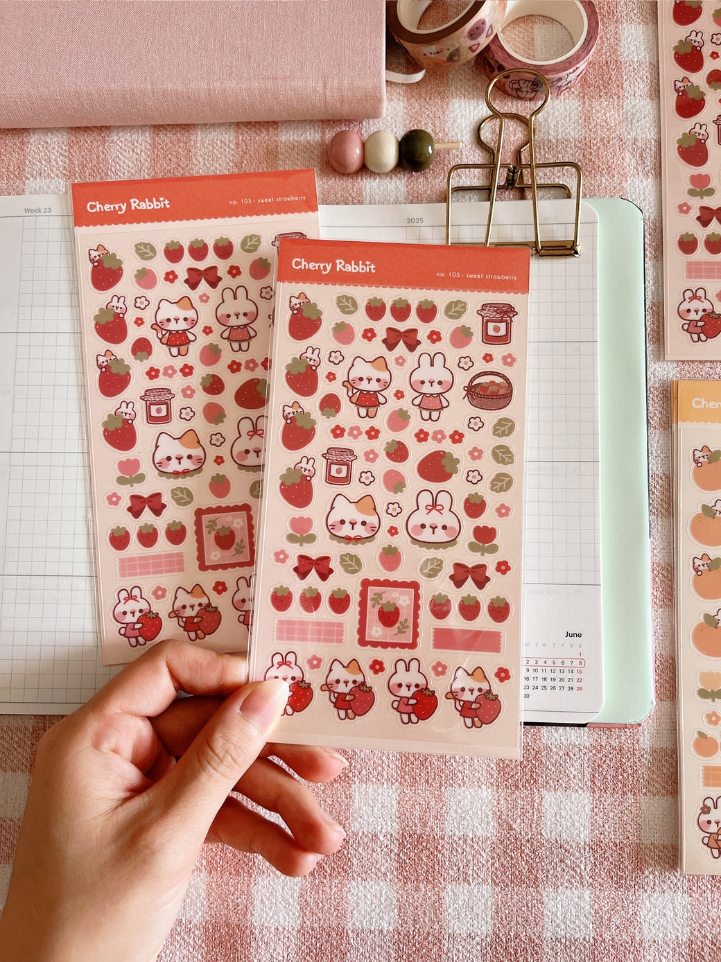 Cherry Rabbit - Sweet Strawberry Sticker Sheet