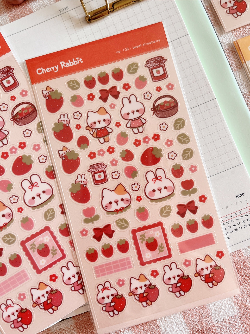 Cherry Rabbit - Sweet Strawberry Sticker Sheet
