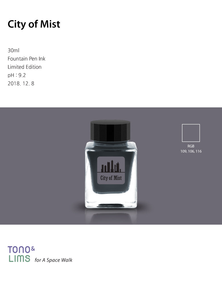 City of Mist is part of the Remastered Limited Edition collection, designed to enhance the original shades of the inks with new and improved formulas. The Remastered Limited Edition collection brings out a great sense of depth to the colors of the inks while still keeping its original appeal, resulting in a more evolved performance.

30ml