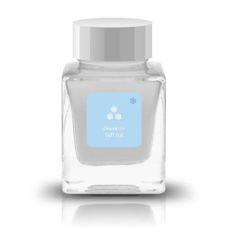 Inspired by the cool delight of shaved ice on a hot summer day, this series captures the sparkle and sweetness of your favorite treats.&nbsp;Soft Ice and Flake Ice embody the glistening texture of ice itself—clear bases filled with holographic and silver shimmer. The remaining nine inks take their cue from beloved flavors like strawberry, melon, and Ramune, bursting with vivid, cheerful color. Bright, refreshing, and full of life, these inks are sure to bring a splash of summer joy to your writing.