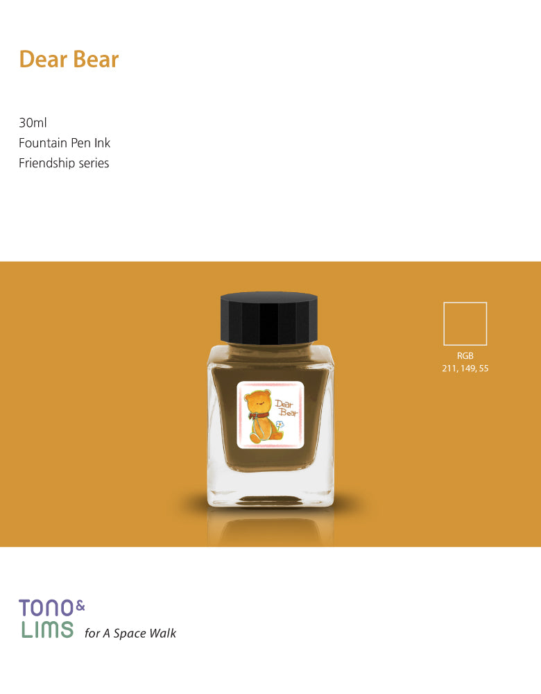 Tono &amp; Lims Friendship Line Fountain Pen Ink Collection where every ink in the Friendship Line embodies the power of friendship through beautifully crafted colors that flow effortlessly on the page. Add a personal touch to your work with a variety of hues that are as diverse and special as the friendships we cherish.

30ml