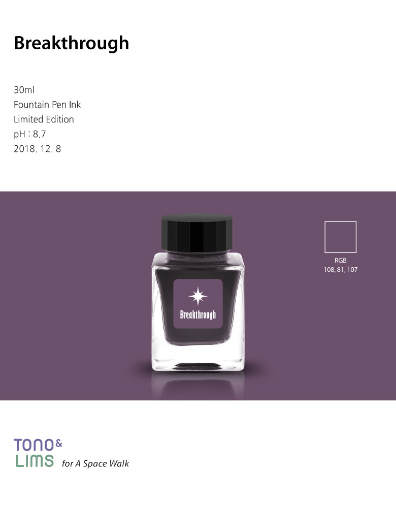 Breakthrough is part of the Remastered Limited Edition collection, designed to enhance the original shades of the inks with new and improved formulas. The Remastered Limited Edition collection brings out a great sense of depth to the colors of the inks while still keeping its original appeal, resulting in a more evolved performance.

30ml