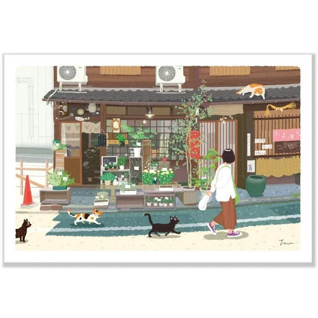 This postcard features the cat "Tabineko" that travels through the scenery of Japan's four seasons. Travel through summer with this postcard!

4in x 5.8in