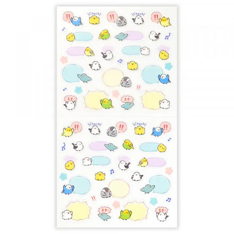 This sticker has a translucent and matte texture that blends in with the notebook.
It can be separated with perforations and carried as much as necessary.
The design is of birds chatting about their plans and notes.

1 Sheet included
165× 90mm
Transparent seal