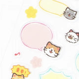 This sticker has a translucent and matte texture that blends in with the notebook.
It can be separated with perforations and carried as much as necessary.
The design is of cats chatting about their plans and notes.


1 Sheet included
165× 90mm
Transparent seal