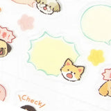 This sticker has a translucent and matte texture that blends in with the notebook.
It can be separated with perforations and carried as much as necessary.
The design is of dogs chatting about their appointments and notes.


1 Sheet included
165× 90mm
Transparent seal