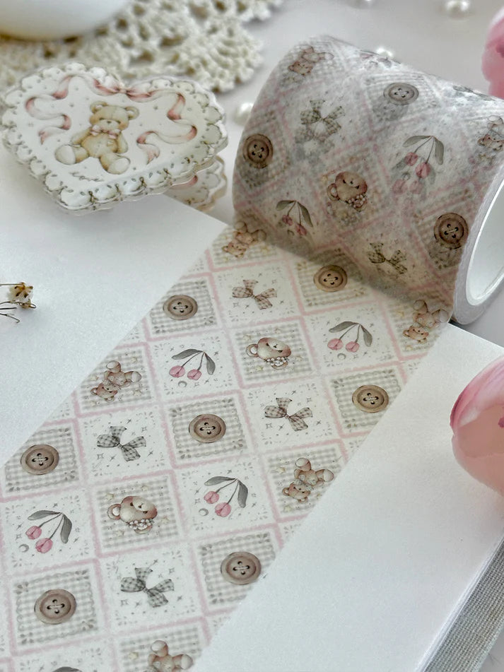 leelajournals Teddy Bear Trellis 50mm Washi Tape