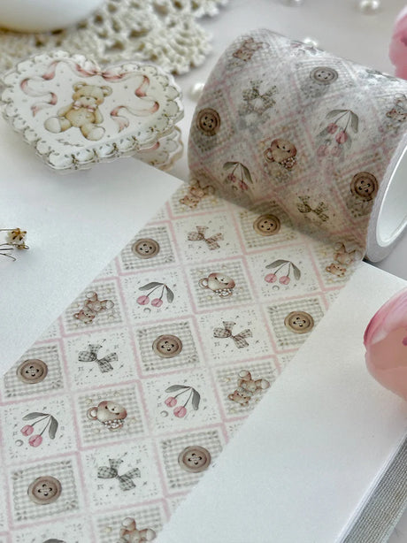 leelajournals Teddy Bear Trellis 50mm Washi Tape