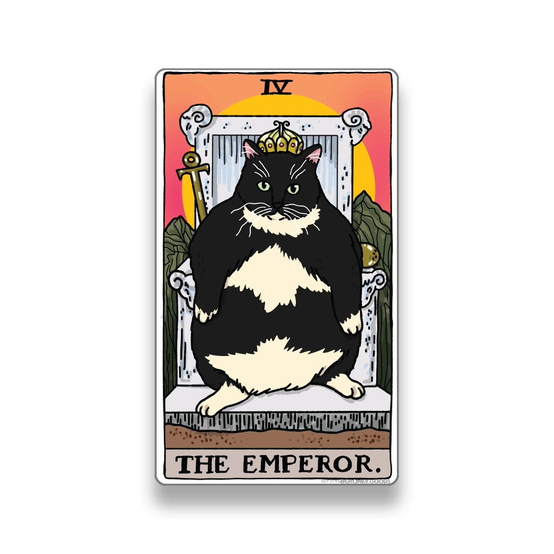 Pegatinas de memes del gato del Tarot del Emperador (Arcanos mayores)