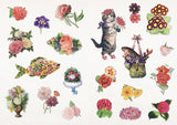 With hundreds of sticky curiosities ready to beautify your junk journal or collage, this book is the perfect companion to The Ransom Note Sticker Book. This cute little sticker book is packed with extraordinary images that can be used for scrapbooks, journals, collaging, and many other creative pursuits.

The stickers are all vintage illustrations. There are 40 spreads of stickers, over 600 altogether, presented in categories and interspersed with quirky vintage backgrounds. Examples include: Vintage cute t