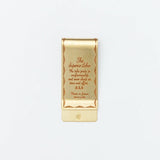 A Handcrafted Classic: The Solid Brass Money Clip

Meticulously handcrafted one by one, this classic money clip is built from premium solid brass. While perfect for securing your bills with timeless elegance, it also serves as a versatile companion for your planner, beautifully holding documents and keeping your notes organized.

As you use it, the brass will develop a natural patina over time—enjoy the changing character that comes with age.

Color: The color you see on your screen may differ from the actu